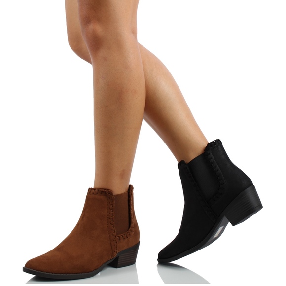 Size 6 Black Braided Chelsea Low Heel Ankle Boot - Picture 7 of 8